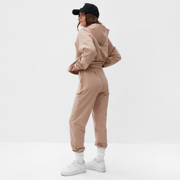 Костюм женский спортивный (толстовка, брюки) MIST, размер 48-50, бежевый