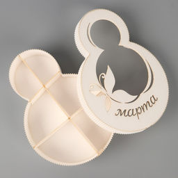 Коробка подарочная, кондитерская упаковка 8 марта белая, 22?16?5 см