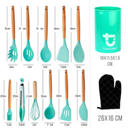 Силиконовые кухонные принадлежности 13 предметов розовый набор - Buro фото 2