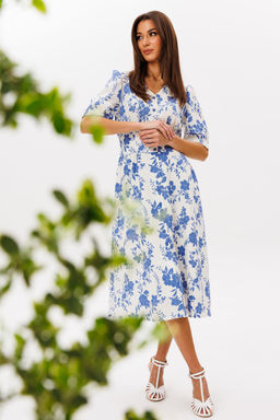 Платье Lars Style 1088 молочно-голубой принт