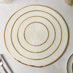 Салфетки сервировочные на стол Доляна, 4 шт., d=38 см, белые с золотым узором  фото 6