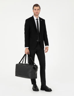 Siyah Slim Fit Kanvas Pantolon