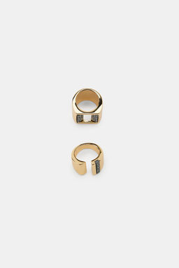 PACK 2 ANILLOS MET?LICOS CUADRADO BRILLOS / Dorado - Zara фото 2