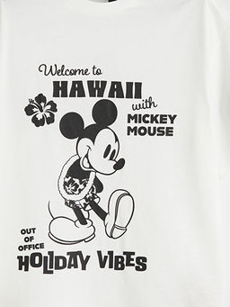 Bisiklet Yaka Mickey Mouse Bask?l? K?z ?ocuk Ti??rt