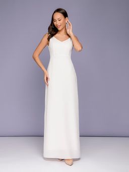 Платье белое без рукавов с открытой спинкой - 1001dress фото 3