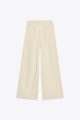 LINEN BLEND WIDE-LEG TROUSERS WITH BELT - Zara фото 11
