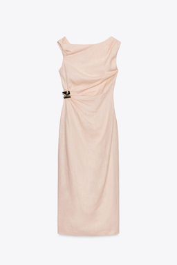 ASYMMETRIC MIDI DRESS WITH LINEN BLEND APPLIQUE - Zara фото 18