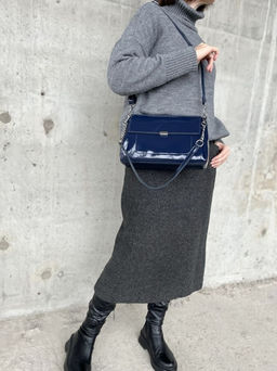 Женская лаковая сумка через плечо с тремя отделениями 8721-3 Блу - Sergio valentini фото 6