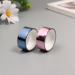 Клейкая лента декоративная пластик «Металлик. Синий, розовый», набор 2 шт., 1.5 см, дл. 3 м