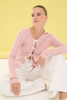 TRENDYOLMILLA Pudra Premium Iplik/Ozel Iplik Kurdeleli Triko H?rka TWOSS25HI00012  фото 2