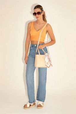 Женская подарочная сумка кремового цвета в штучной упаковке с шарфом Неожиданная скидка в корзине - U.s. polo assn фото 3