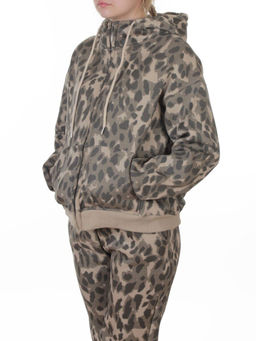 869-3 BEIGE/LEOPARD Костюм спортивный зимний женский (95% хлопок, 5% полиэстер)