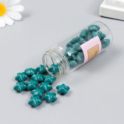 Сургуч в гранулах в баночке Звёздочки тёмно-зелёный матовый 16 гр 7х3х3 см - Арт узор фото 2