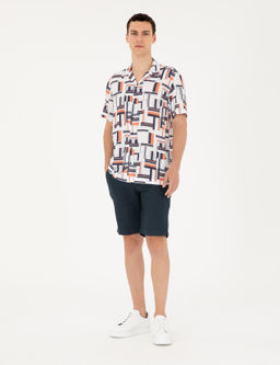 Lacivert Comfort Fit K_sa Kollu G_mlek