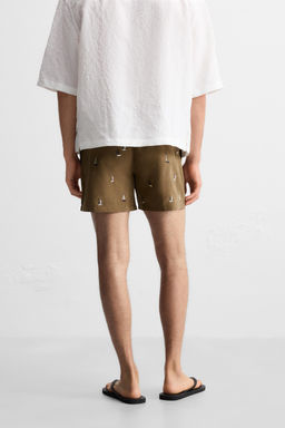 EMBROIDERED MID-LENGTH SWIMMING TRUNKS - Zara фото 4