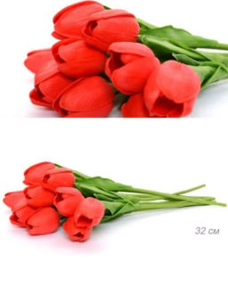 Цветок искусственный Тюльпан 30 см красные / 1205 /уп 10/200/1200/ латэкс
