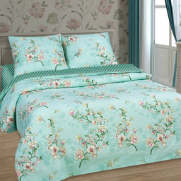 Постельное белье, комплект Евро Макси Миндаль/Вестерн, морская волна, 4 предмета: пододеяльник на кнопках 240х215см, простыня 220х240см, 2 наволочки 50х70см с клапаном-запахом, поплин Комфорт 115г/м2, хлопок 100%, упаковка классическая ПВХ 34