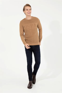 Мужской светло-коричневый меланжевый свитер Неожиданная скидка в корзине - U.s. polo assn фото 4