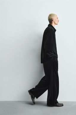 RELAXED FIT VELVET TROUSERS - Zara фото 6
