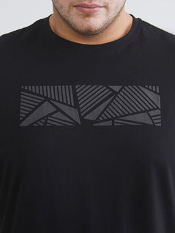 B?y?k Beden Bisiklet Yaka Bask?l? Erkek Ti??rt