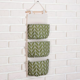 Органайзер подвесной с карманами Доляна «Зигзаг», 3 отделения, 18.8×59.5 см, цвет зелёный