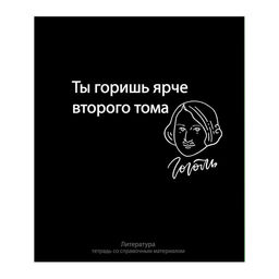 Тетрадь предметная На Чёрном 48 листов в линейку Литература, со справочным материалом, обложка мелованый картон, УФ-лак, блок офсет