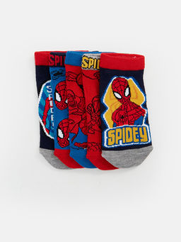 Spider-Man Desenli Erkek ?ocuk Patik ?orap 5li