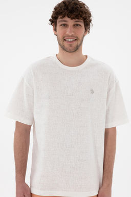 Erkek Comfort Fit Bisiklet Yaka Ekru Jakarl_ _nterlok Ti__rt Sepette S_rpriz _ndirim - U.s. polo assn фото 3