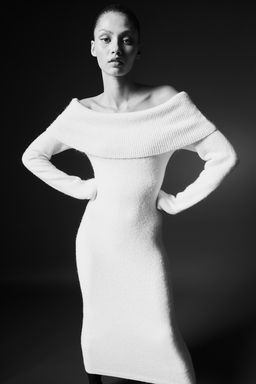 Vestido off-the-shoulder en punto fino - H&m фото 2