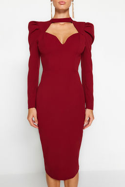 Trendyolmilla Siyah Vucuda Oturan Dokuma S?k Abiye Elbise TPRAW24EL00004  фото 4