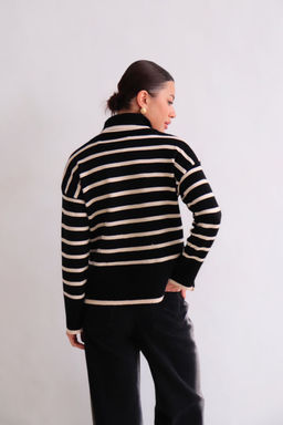 Martichelli Свитер чёрный в бежевую полоску  фото 7