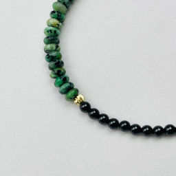 Браслет из черного Агата и Хризоколлы с подвеской "Звезда" 18 см +