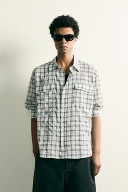 CAMISA RELAXED FIT CUADROS TEXTURA / Blanco roto - Zara фото 2