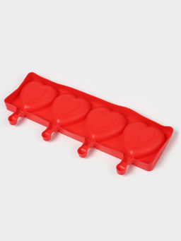 Форма для мороженого Сердца, силикон, 37?15?2.5 см, 4 ячейки (9.2?8.4 см), МИКС