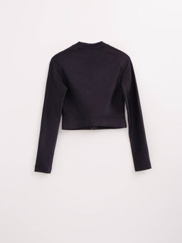 CONTE Укороченный спортивный джемпер в рубчик на молнии LJ 2750 black - Conte elegant фото 7