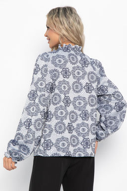 Блуза Доменика (серо-синяя) Б15016-18М