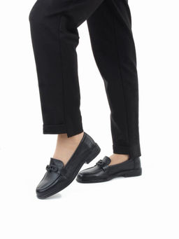 03-DEB4-1 BLACK Лоферы женские (натуральная кожа)