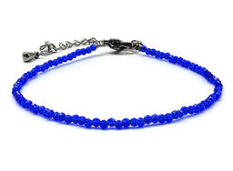 Браслет из граненых бусин мелких 2мм циркон цв.синий яркий, 17см