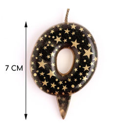 Свеча в торт Саната, цифра 0, черная с золотыми звездами, 5,5 см - Страна карнавалия фото 2