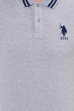U. S. Polo Assn Мужская серая меланжевая базовая футболка с воротником-поло - U.s. polo assn фото 18