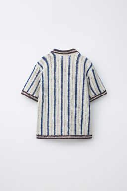 SOBRECAMISA PUNTO CROCHET RAYAS / Marino - Zara фото 4