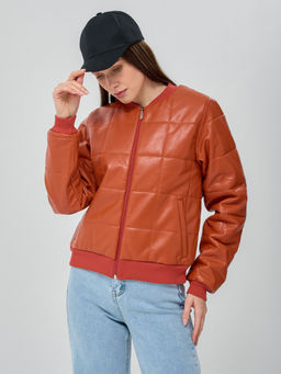 Бомбер стеганый из эко-кожи OD-652-2 - Tantino фото 3