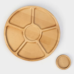 Менажница деревянная Adelica Фортуна, на ножках с соусницей, d=30 см, 70 мл, берёза фото 4