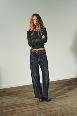 TRF MID-WAIST RIPPED BAGGY JEANS