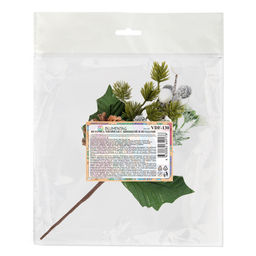 Blumentag VDF-130 Веточка хвойная с шишкой и ягодами 3 х 1 шт. 24 см 01  фото 5