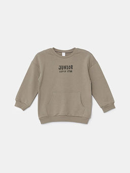 Bisiklet Yaka Uzun Kollu Bask?l? Erkek ?ocuk Sweatshirt