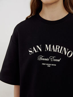 Bisiklet Yaka San Marino Bask?l? Kad?n Ti??rt