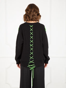 Джемпер женский ZZ-07006 black/lime - Eleganzza фото 2
