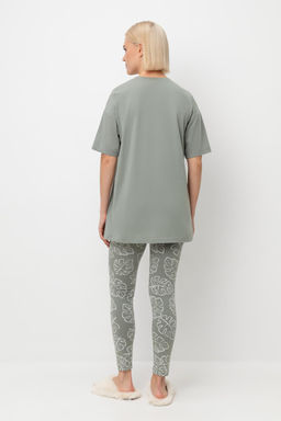 Е 20099/24/зеленый чай,тропические листья пижама жен
