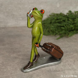 Фигурка Лягушка с чемоданом 18 см / YX39057 /уп 16/А